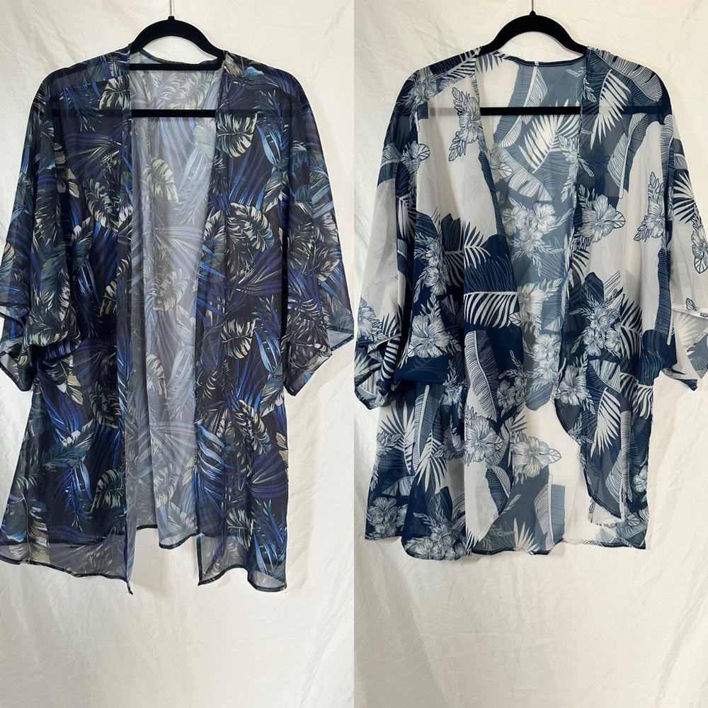 Floral Sheer Kimono Cardigan Set of 2